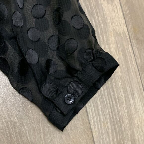 Womens Talbots Black Polka Dot Sheer See‎ Through Lined V-Neck Blouse Shirt - Picture 8 of 8